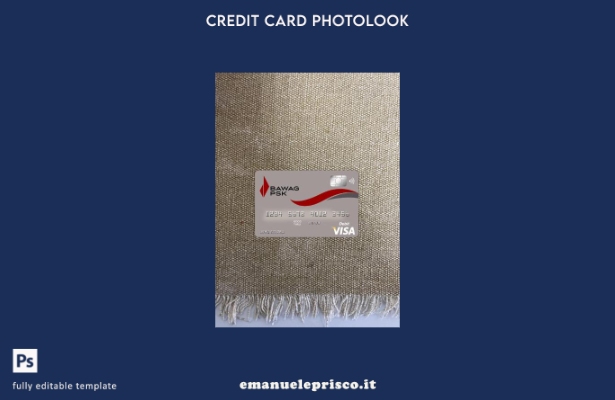 modello frontale photolook con carta visto bancario Austria Bawag PSK in stile v